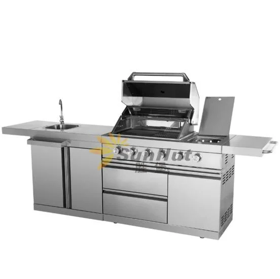 4 Burners Outdoor Kitchen with Sink Gas Outdoor Kitchen Grill