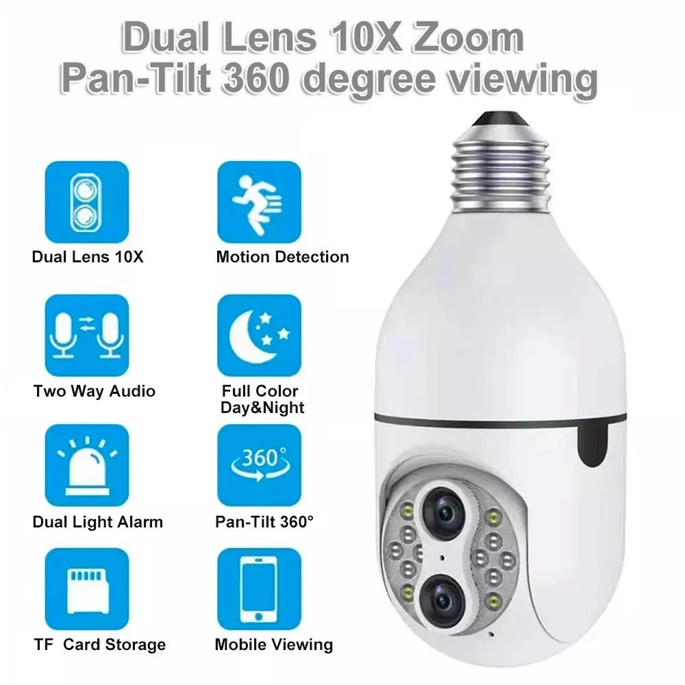 2,0MP Vollfarben-PTZ-Glühlampe mit Doppelobjektiv und WLAN Kamera