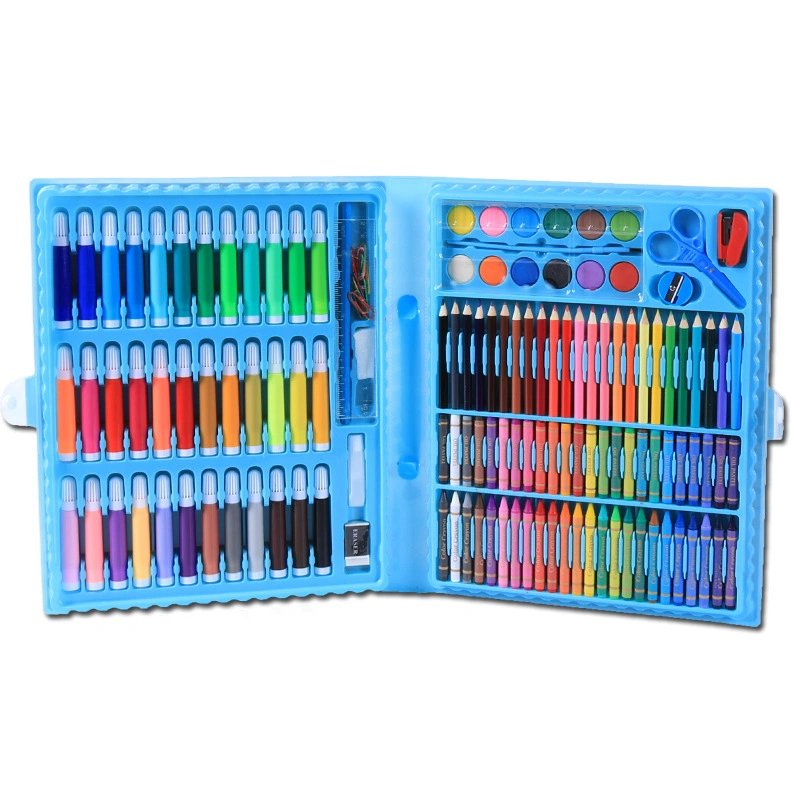 Amazon Wholesale/Supplier 150 Pieces Plastic Box Art Drawing Set for Kids Drawing Art Box with Oil Pastels, Crayons, Colored Pencils, Markers