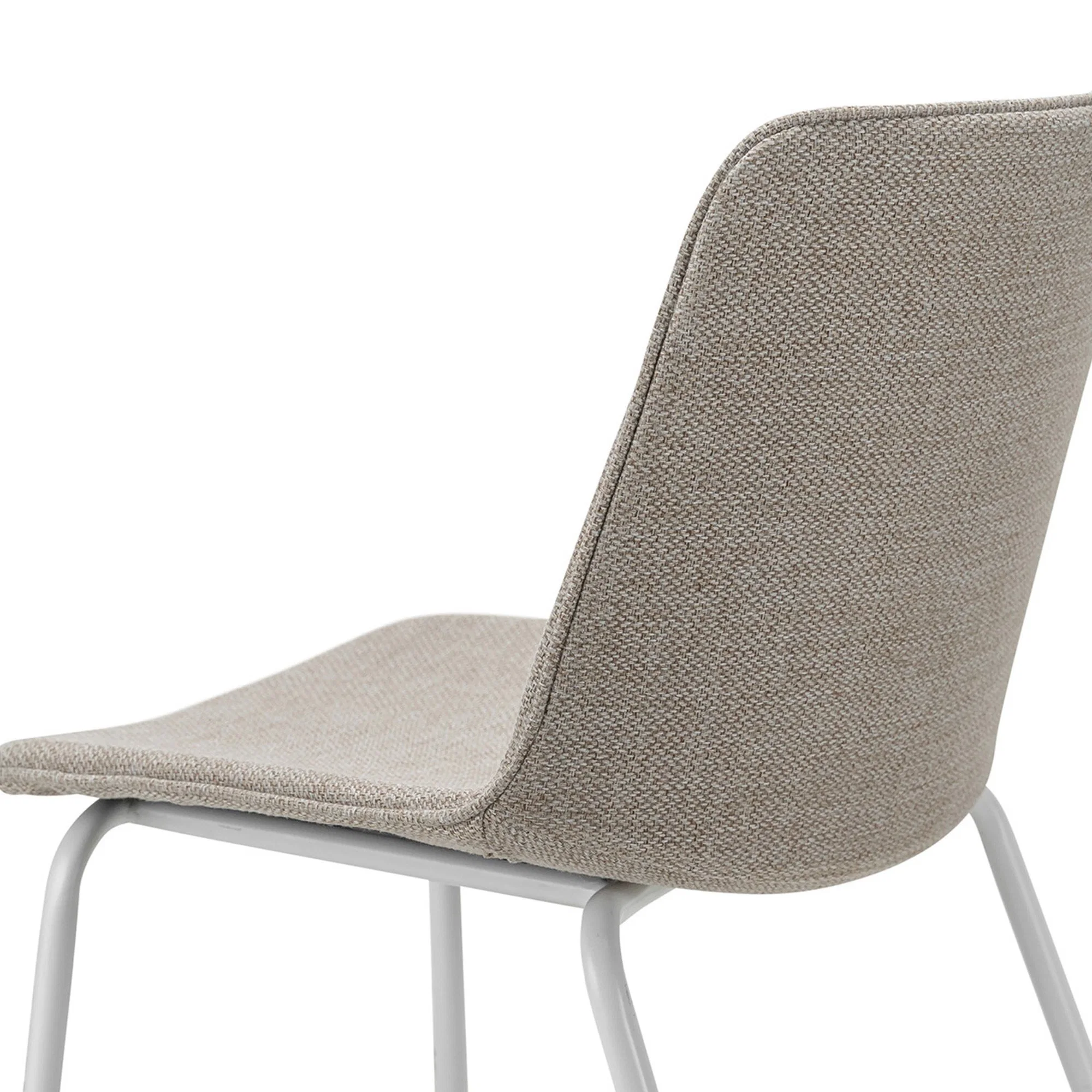 Durable Steel Tube Legs Upholstered Beige Fabric Seat Chair for Restaurant/Living/Home/Dining