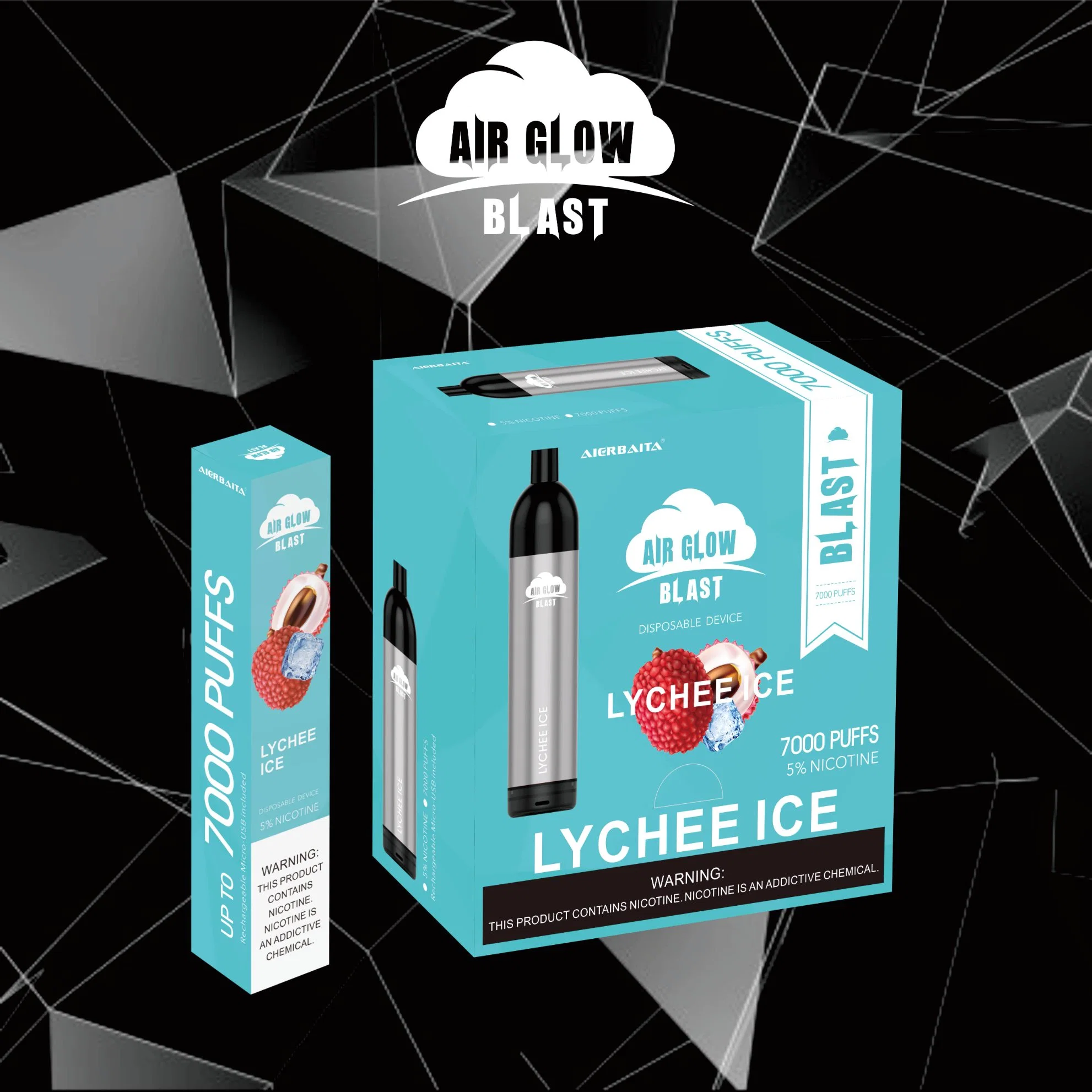 Cigarette électronique jetable 7000 puffs Vape 5% nicotine Air Glow Explosion 2013