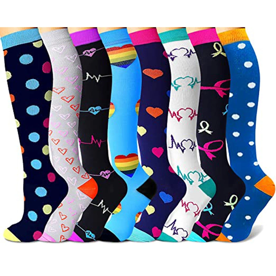 Custom Logo Compression Stockings Cycling Socks Fit for Edema, Diabetes, Varicose Veins, Running Marathon Sports Socks