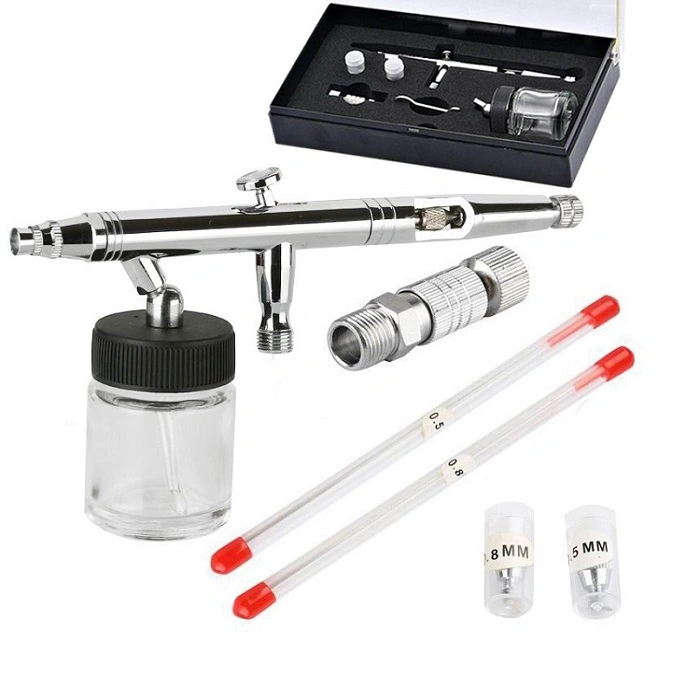 Airbrush Kit 182s Dual Action Air Brush Spray Gun for Makeup Nail Tattoo