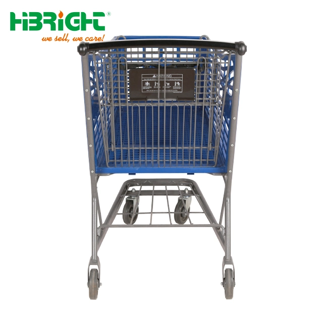 Nouveau style de chariot de supermarché de magasinage en plastique avec étagère de journal