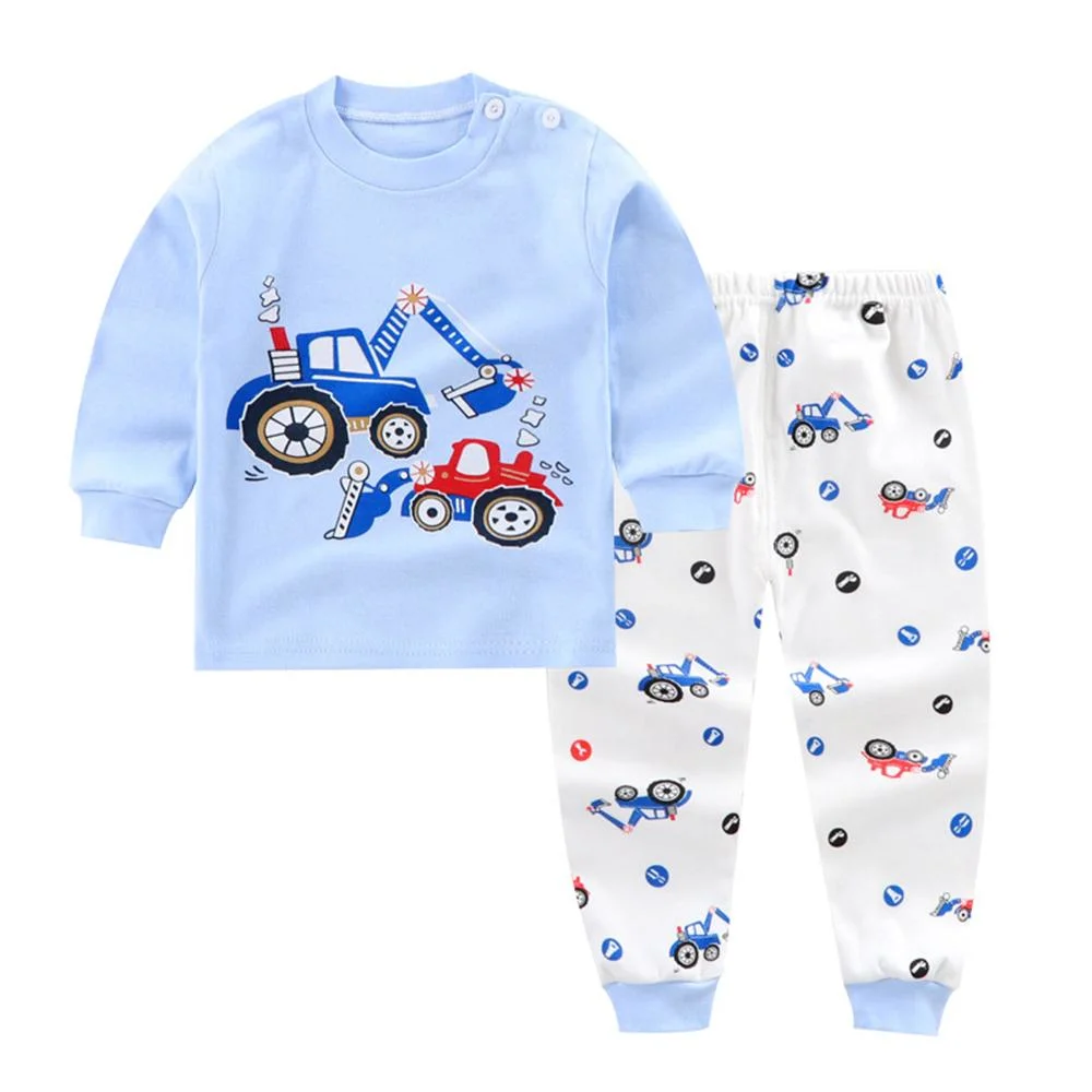 Kids 2PCS Ensemble de vêtements de nuit douce sous étiquette privée côtelée Pyjama coton bio Vêtements de bébé