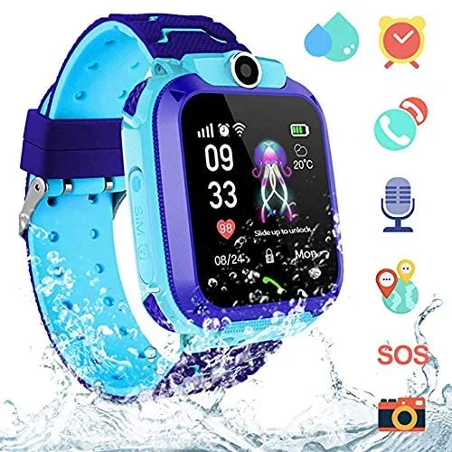 4G GPS Kids Smartwatch Phone, Boys Girls IP67 Waterproof Watch with GPS Locator 2 Way Call Camera Voice & Video Chat Sos Alarm Pedometer