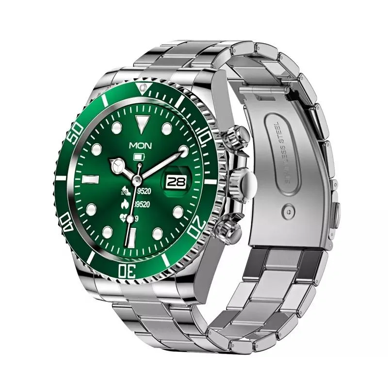 Aw12 Reloj inteligente de los hombres de negocios de lujo reloj deportivo Pletina de acero resistente al agua Deporte Pulsera Brazalete Smartwatch