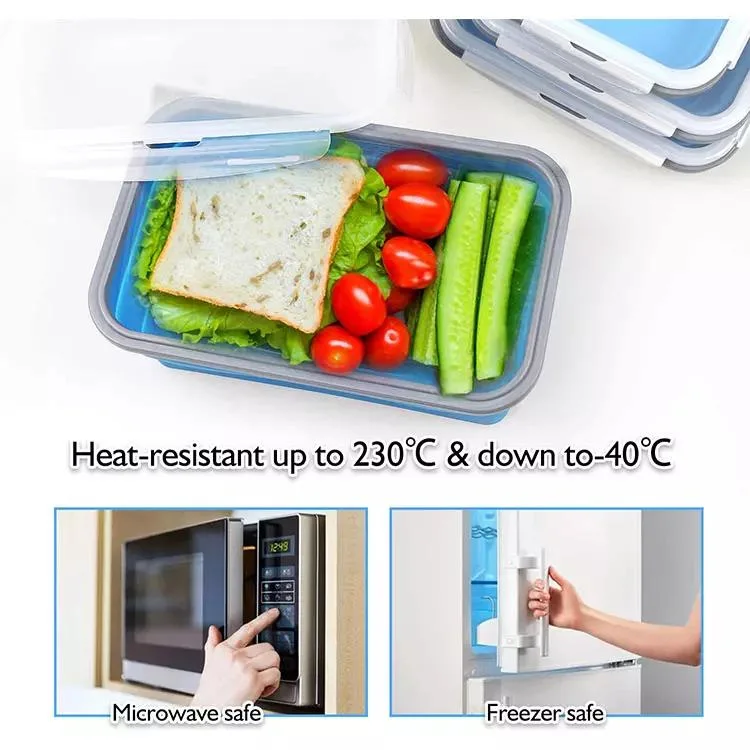 BPA Free Silicone Microwave Safe Foldable Varisized Bento Box