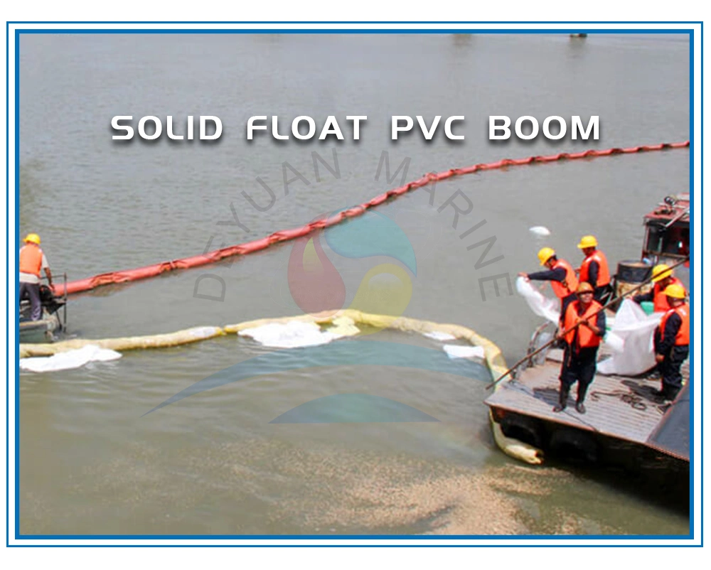PVC Inflatable Solid Floating Type Oil Barrier Boom Fabric