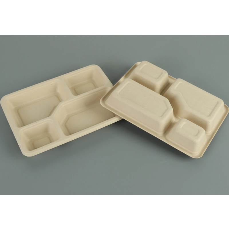 700ml 4 Compartment Custom Logo Disposable Biodegradable Food Tray for Sandwich Fried Chicken