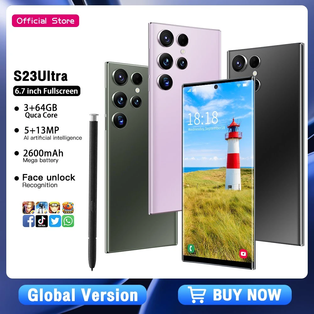 Novo Smart Modelo do telefone celular S23 Ultra 6+128GB telefones Android pronto em stock.
