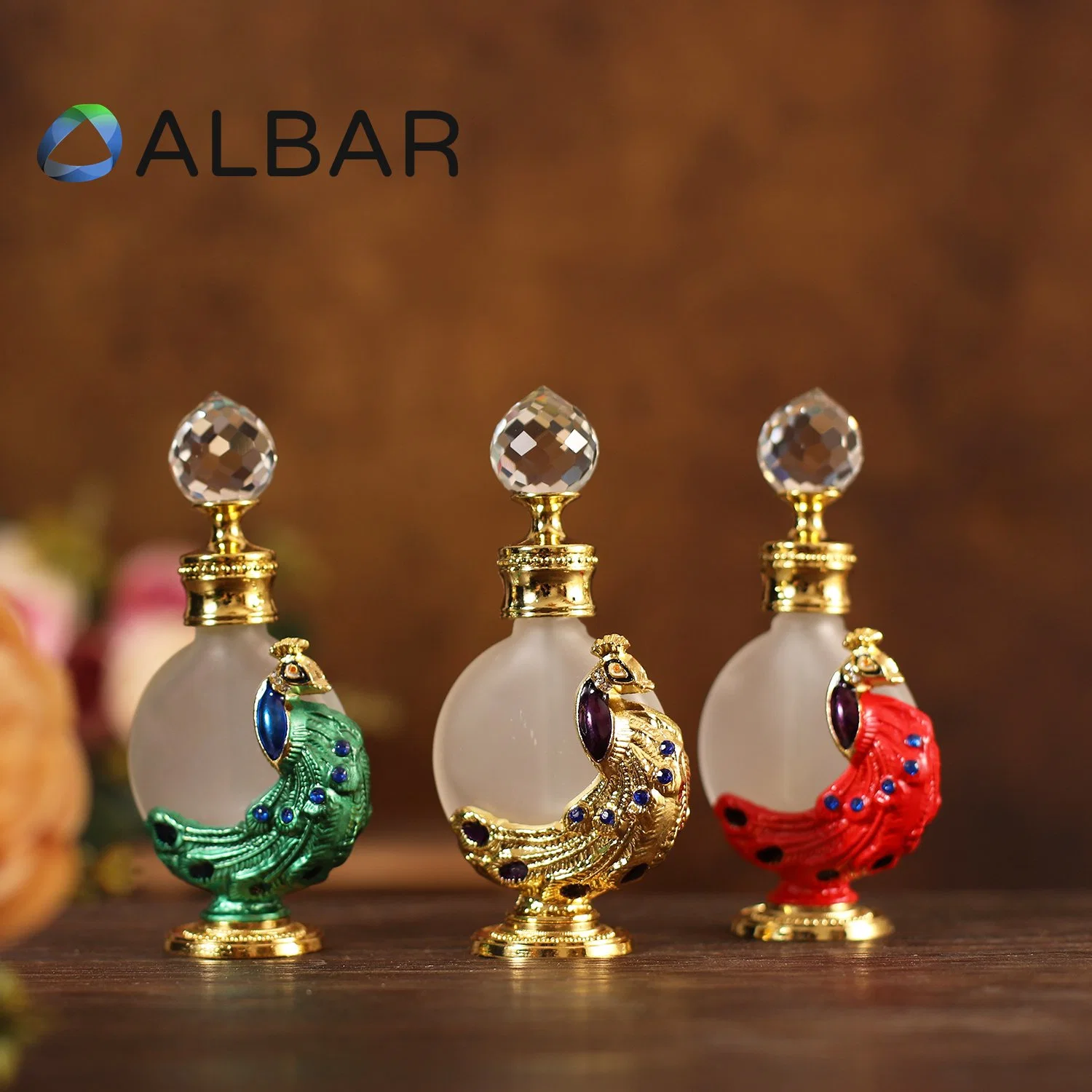 Butterfly High Base Metal Bottom Zamac Perfume Bottles with Round Glass Jar