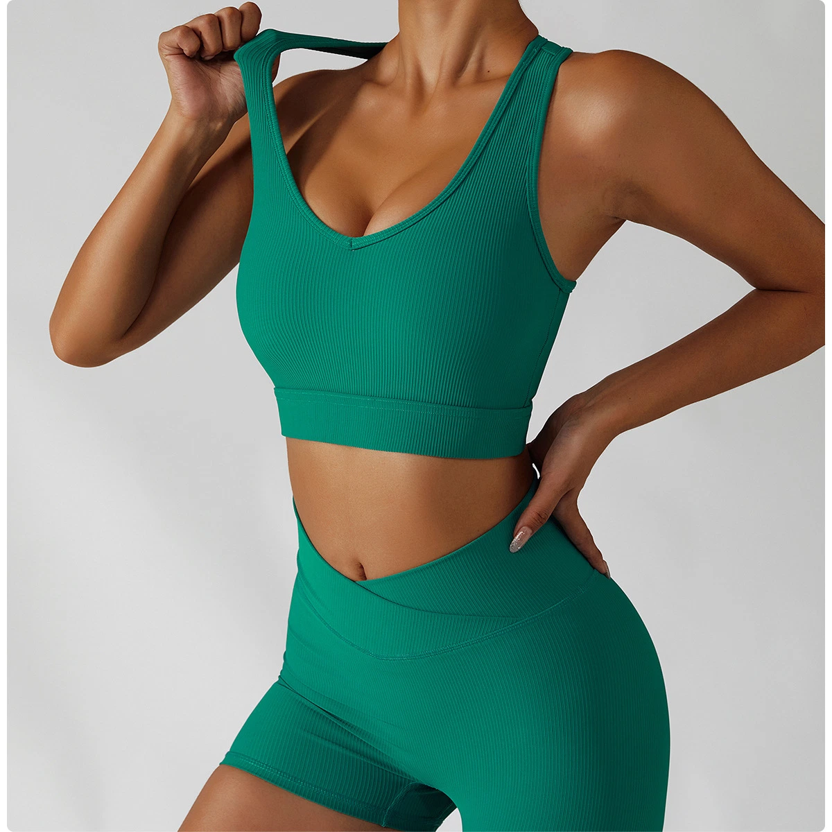 Wholesale/Supplier Custom Bra and Shorts Yoga Suit Women&prime; S Sports Wear Outdoorsy Tights Speed Dry Running Suit Fitness Suit