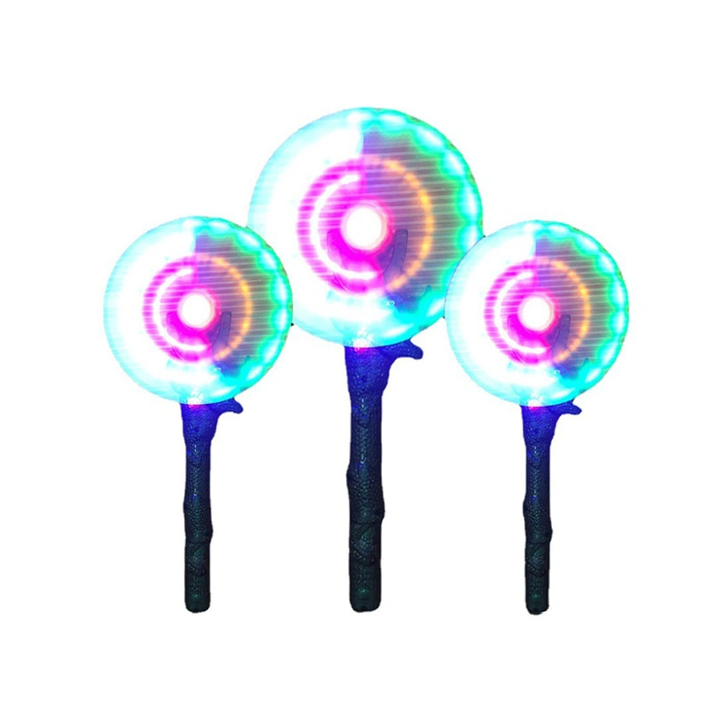 Holesale dinossauro transparente LED piscando acende o LED Giratório Windmill Toy Stick com som