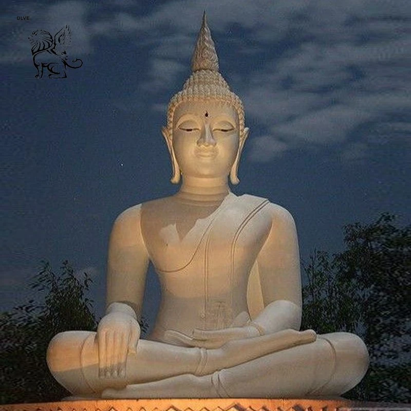 La fábrica religiosos budistas al aire libre Jardín gigante de piedra de mármol blanco Tailandia estatuas de Buda