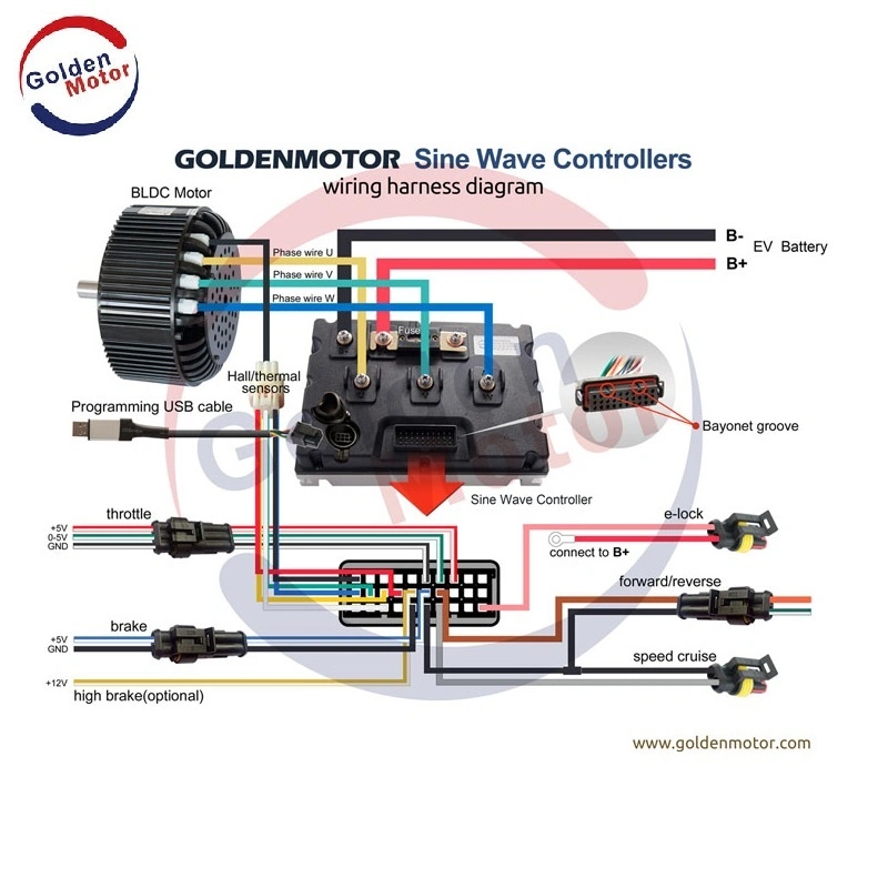 2020 Golden Motor 3KW Brushless DC Motor with VEC 200 Sine wave controller for electric motorcycle