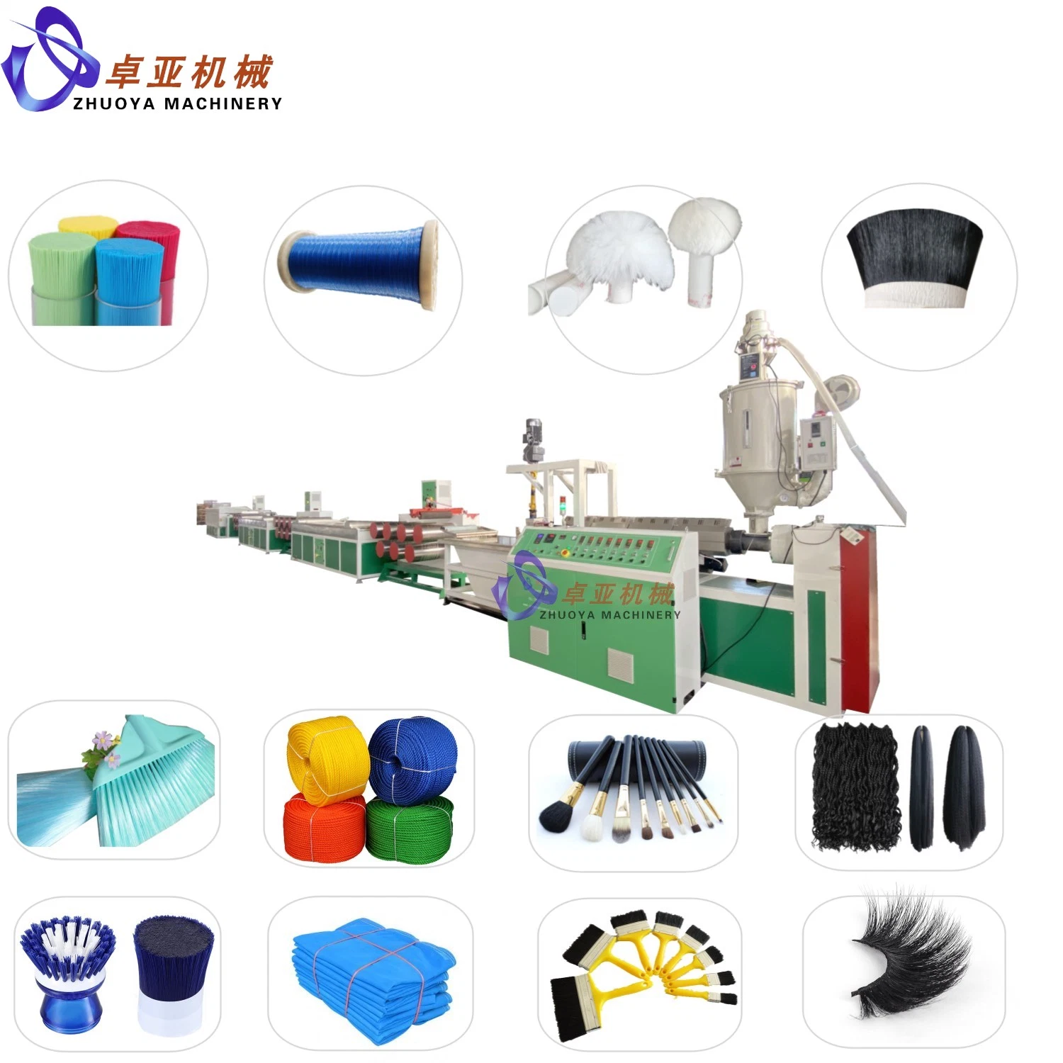 Máquina de expansão de Monofilamento de plástico China Famous Pet/PP/PE/PA/PBT para vassoura/escova/corda/rede/cabelo sintético/sintético Fabricante de estelas10-year de fibra de pálpebra