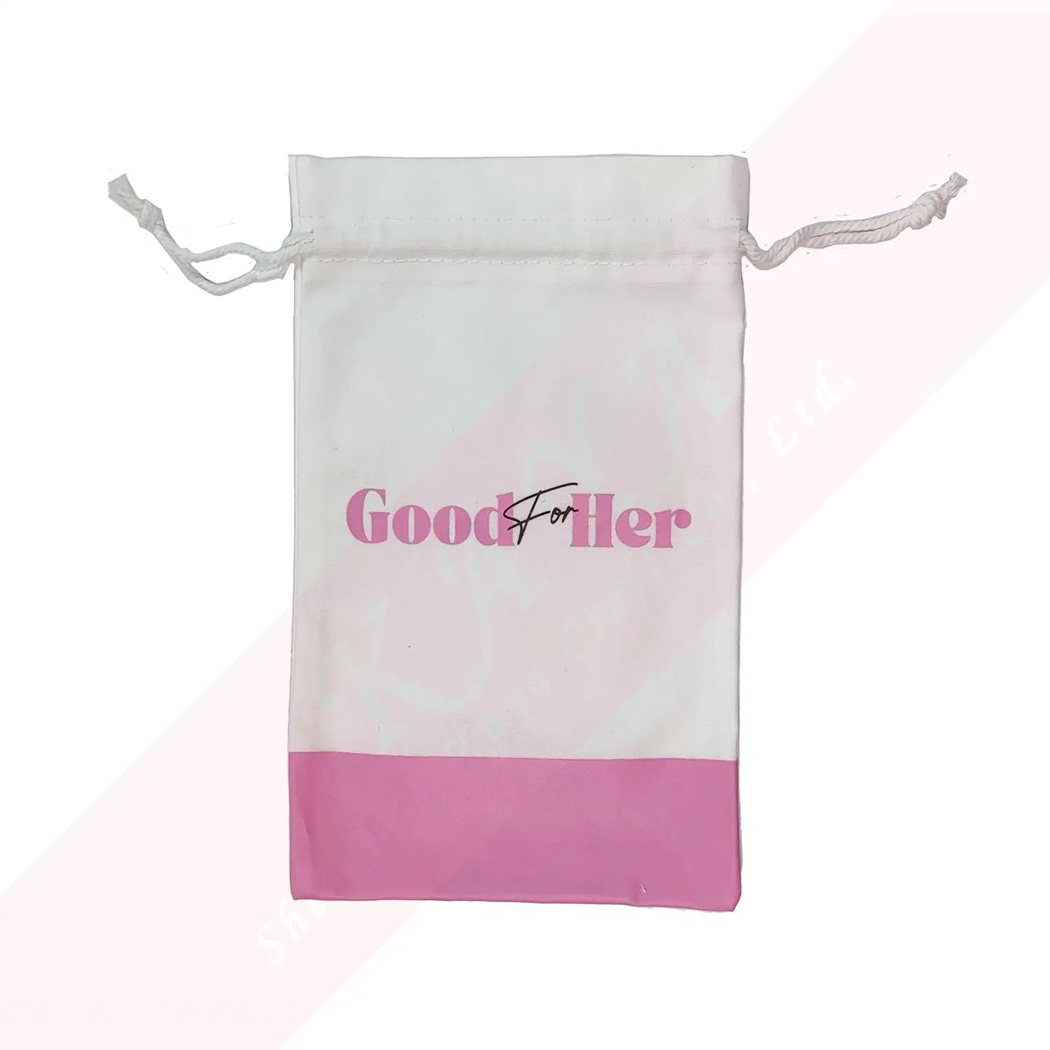 Customized Logo Dual Color Gift Cotton Drawstring Pouch, 15X25cm