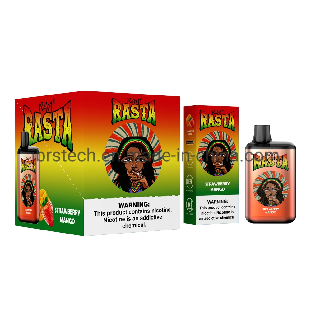 Venda por grosso Puffs 5500 R&amp;M Rasta caixa da Bobina de malha Mod mini pilhas recarregáveis de cigarros e descartáveis