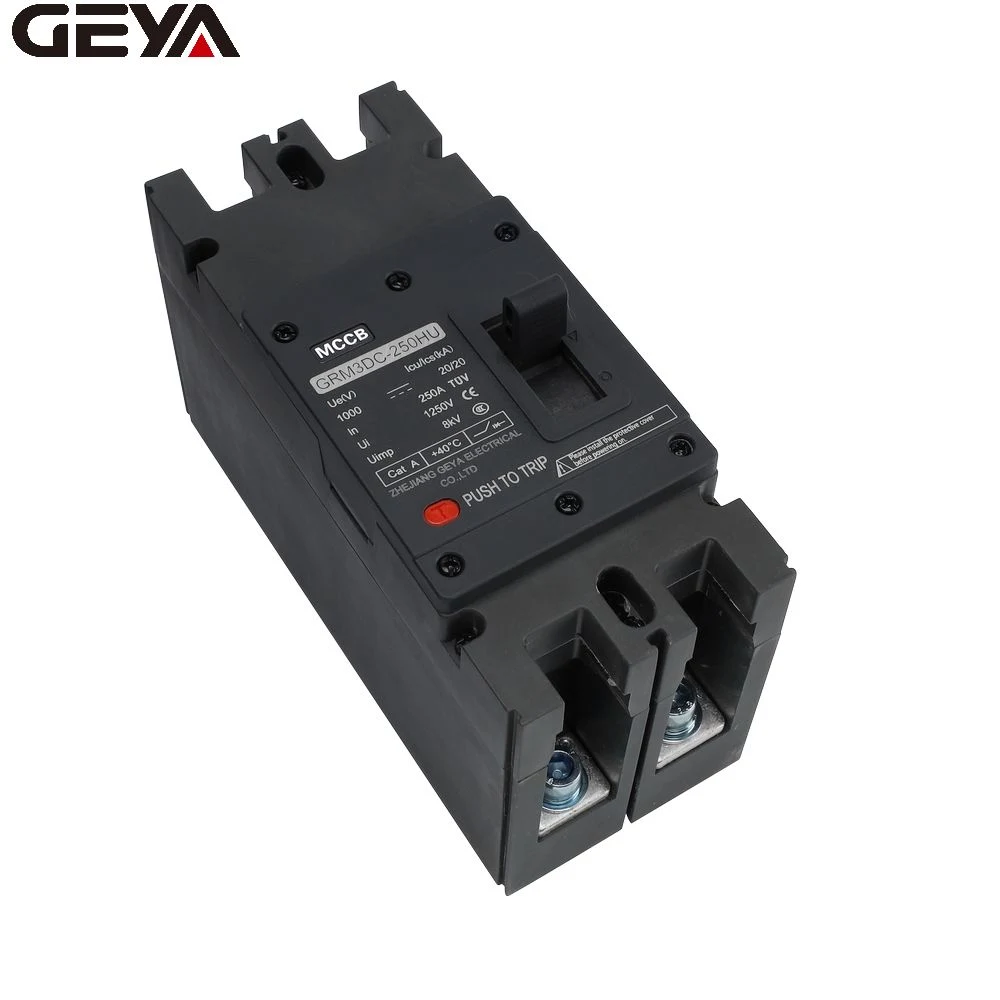 Geya Grm3DC-250hu-2p 63A-250A DC MCCB Mould Case Circuit Breaker Customized 100A with High Breaking Capacity MCCB 16A-800A Electrical Electronic Adjustable