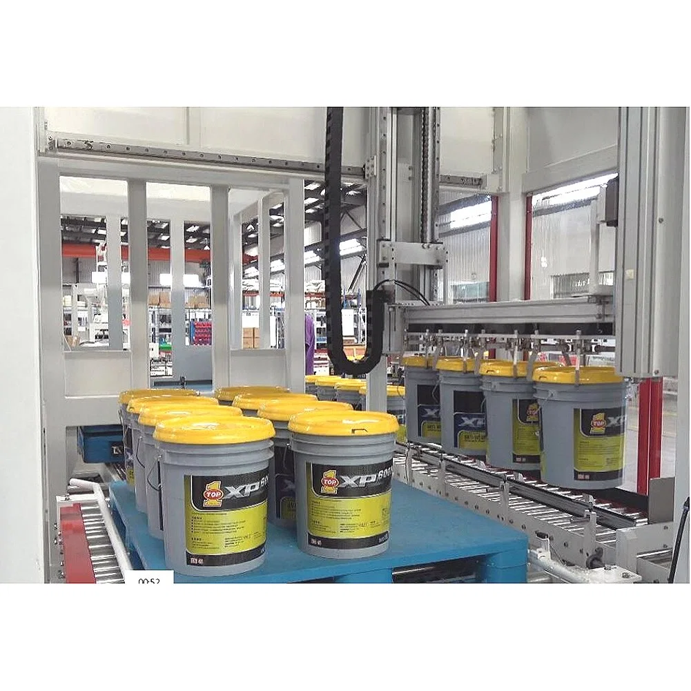 Automatic Drum Palletizing Machine and Packing Line Oil Paint Barrel Palletizer Machine Price for The Back Stacking of The Middle Bucket Assembly Line