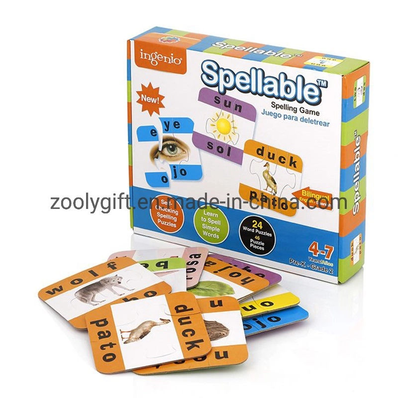 Custom 24 Stück Wort Rechtschreibung Alphabet Puzzles Kinder Lernspielzeug Rechtschreibung Spiel Wort Puzzle Spiel Puzzle