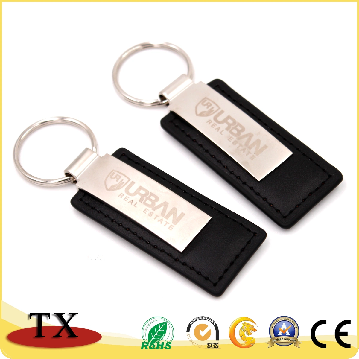 Special Metal Leather Key Chain with Metal Clip and Pen