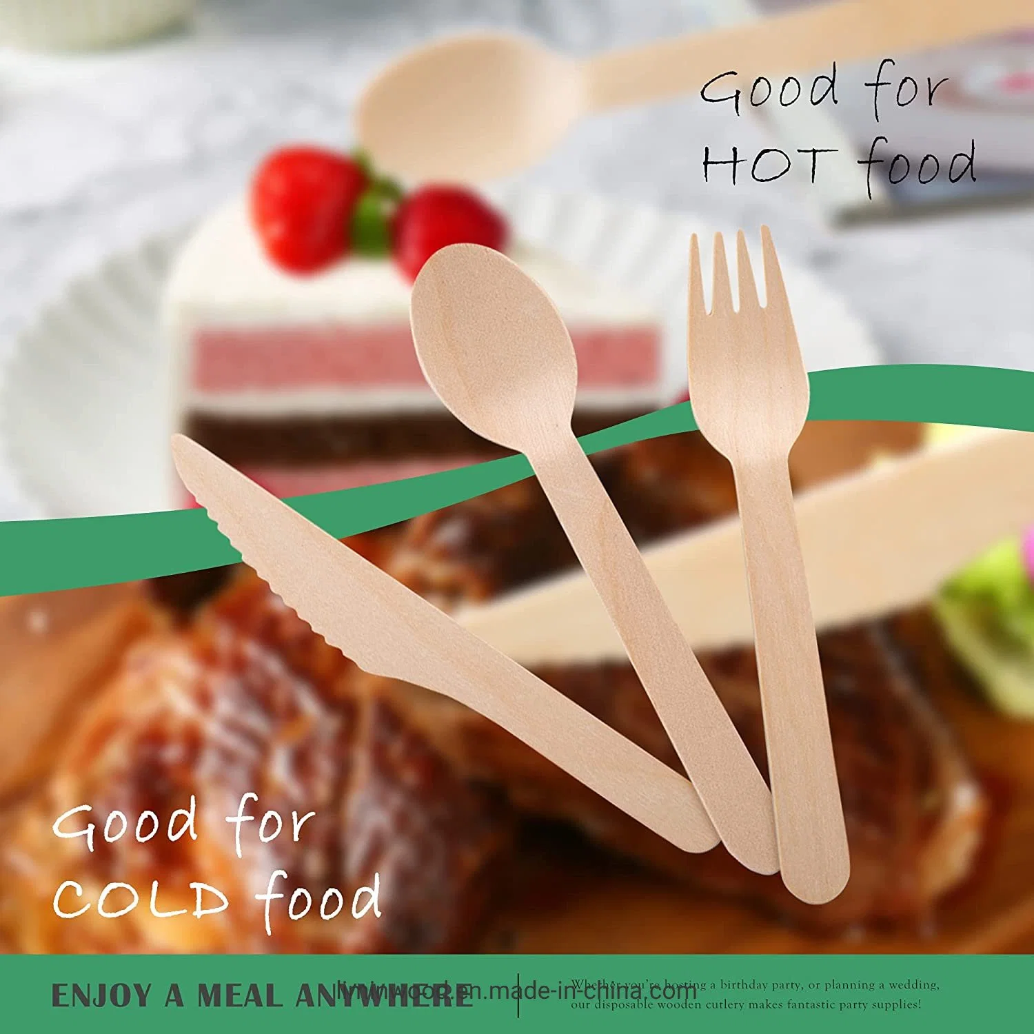 Compostable Earth Friendly Disposable Wooden Cutlery Sets Alternative to Plastic Cutlery