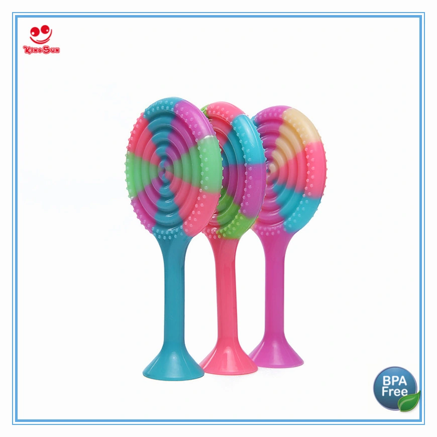 Personalisierte Lollipop Form Silikon Baby Teether BPA frei