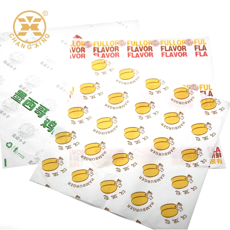 Papel encerado de grado alimenticio Personalizar Logo a prueba de grasa PE Wax Burger Papel de envolver