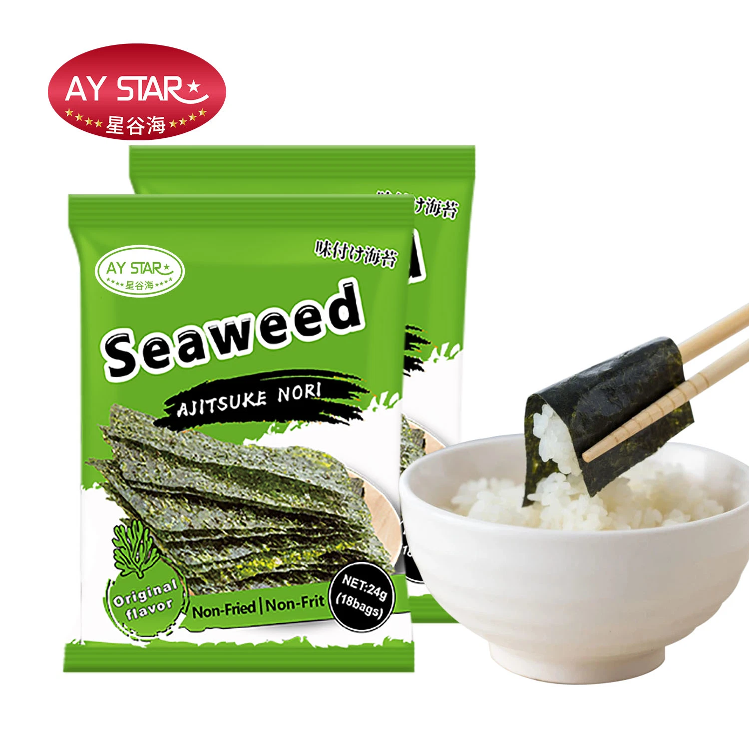 Natural Dried Yaki Healthy Sushi Nori Spicy Seaweed Snack Roasted