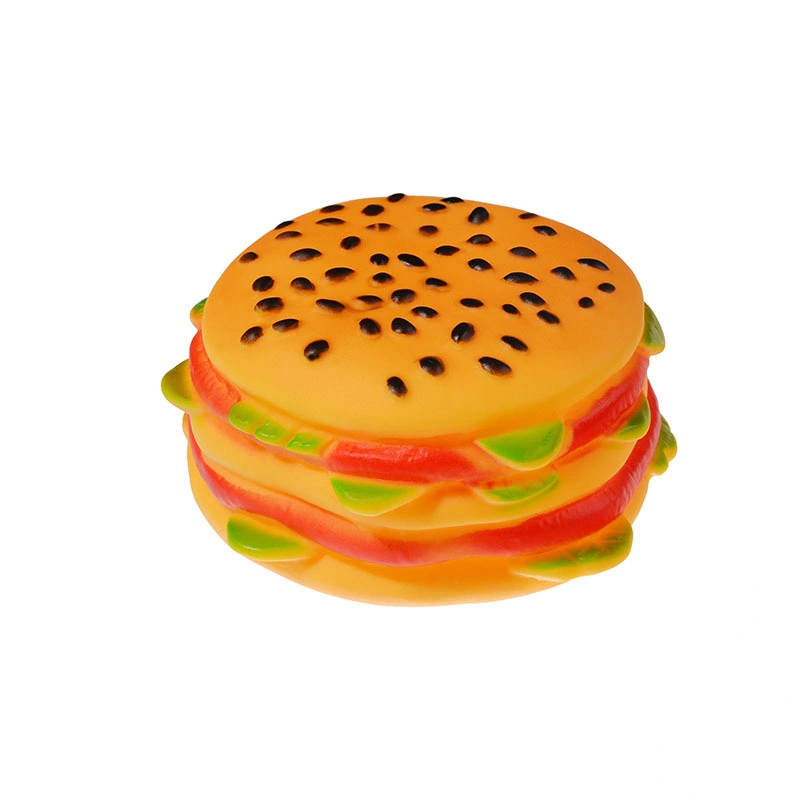 Tc5007 New Durable Soft Vinyl Squeaky Sesame Burger Pet Toy for Dog and Cat