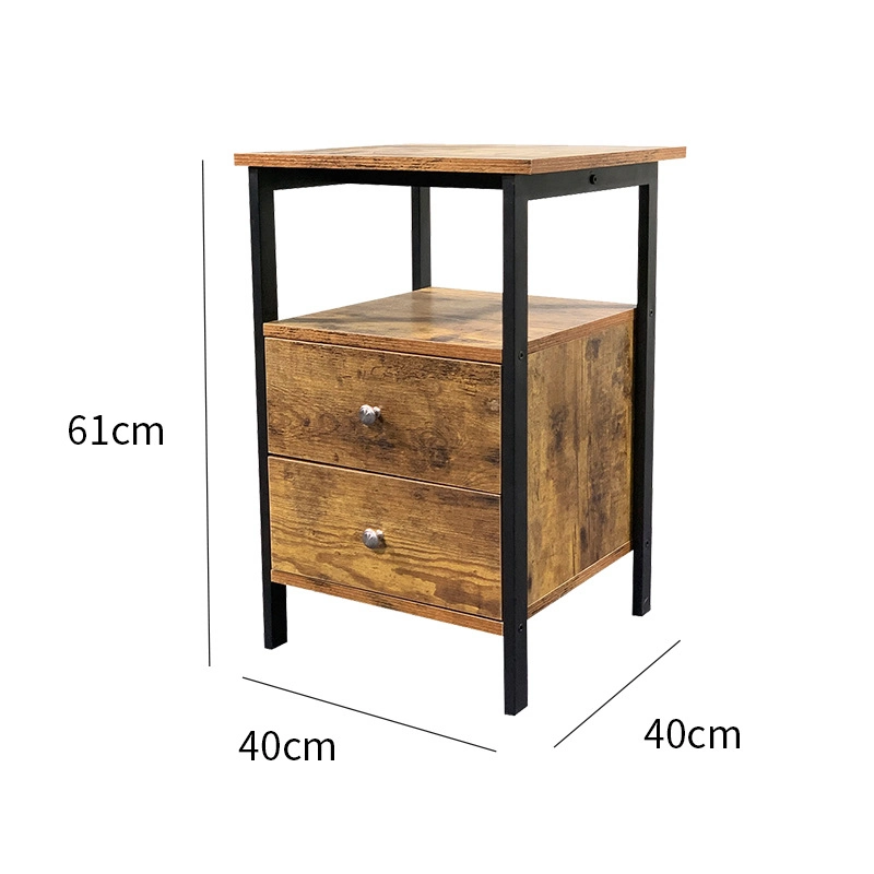 Nordic Creative Living chambre à coucher Double tiroir table latérale du châssis en acier 0291