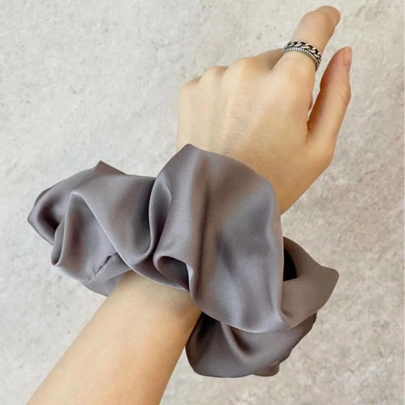 Korean Fashion Hair Scrunchies Customized High Grade Elastic Satin Hair Ties Solid Color Simple Hair Rope