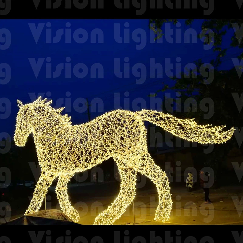 Outdoor Horse Animal Frame and Rope Motif Light for Holiday Light Show