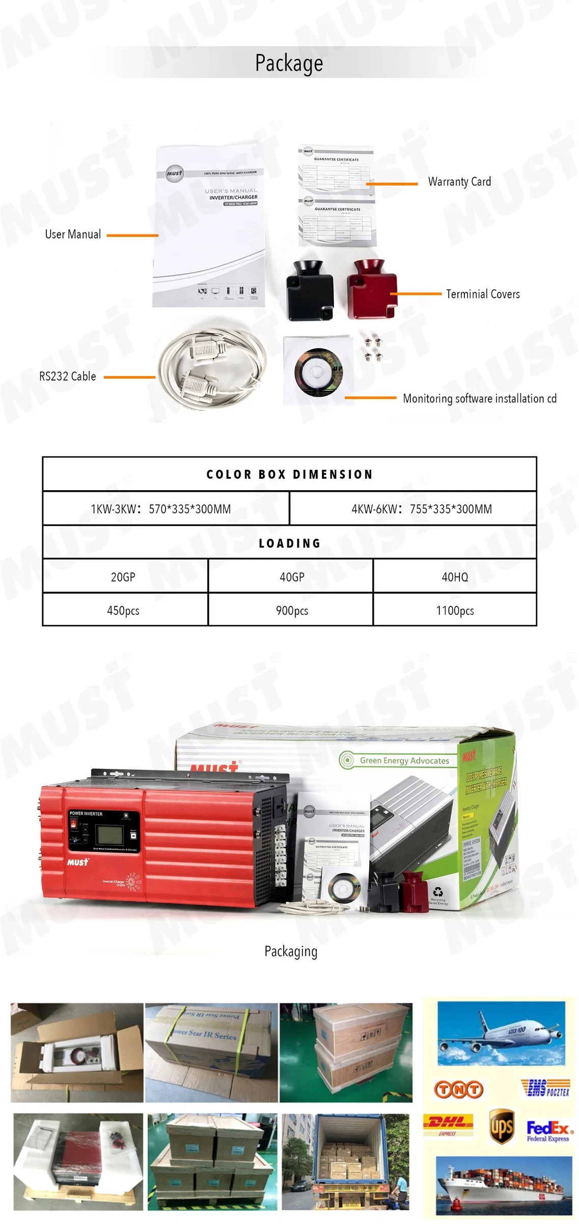 Debe 3kw DC 24 vto AC 230V de onda senoidal pura Inversor de potencia