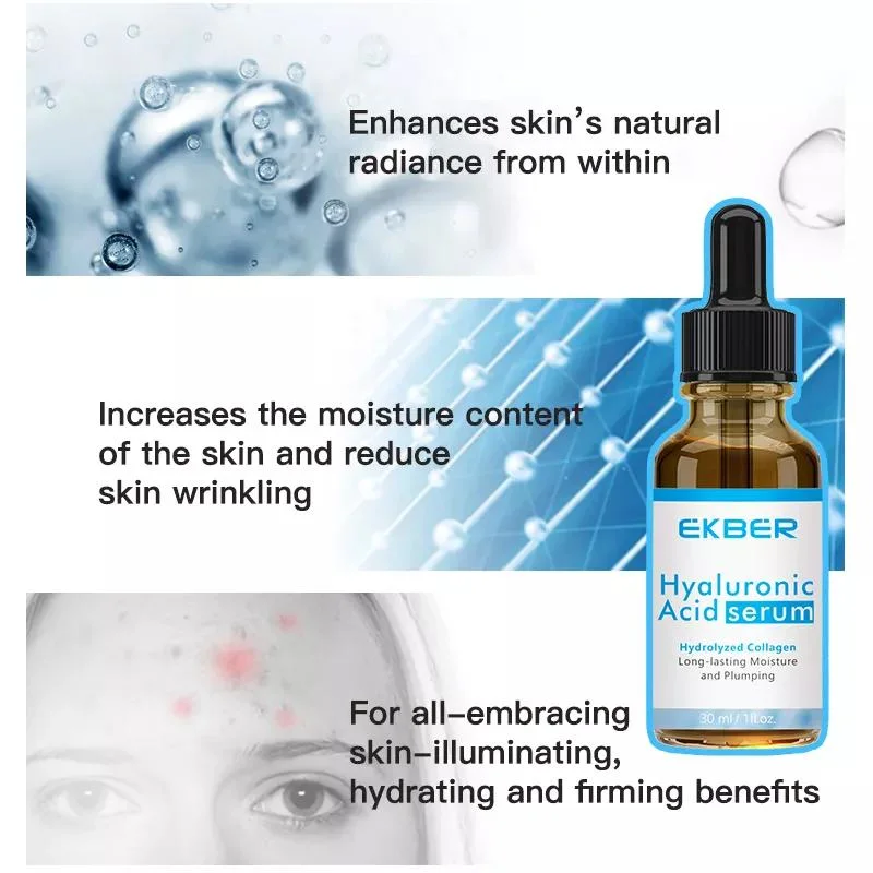 Kundenspezifisches Logo Großhandel rein Vegan Bio-Vitamin C Kollagen Gesichtsbehandlung Serum Whitening Firming Anti Aging Brightening 20% Hyaluronsäure Serum