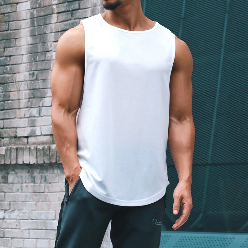 Mayorista hombres Deportes camiseta de tirantes personalizado músculo Fitness Chaleco hombres′ S Camiseta de tirantes negra