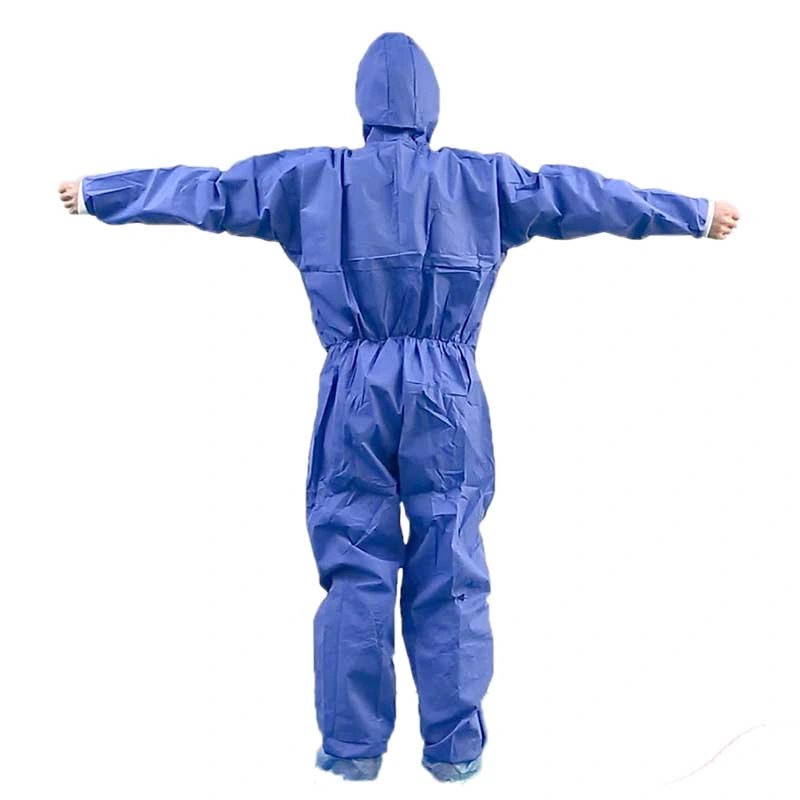 Non Woven Fabric + PP Coated Protective Clothing Whole Body Isolation Gown Isolation Clothing One-Piece Zipper Disposable Suit