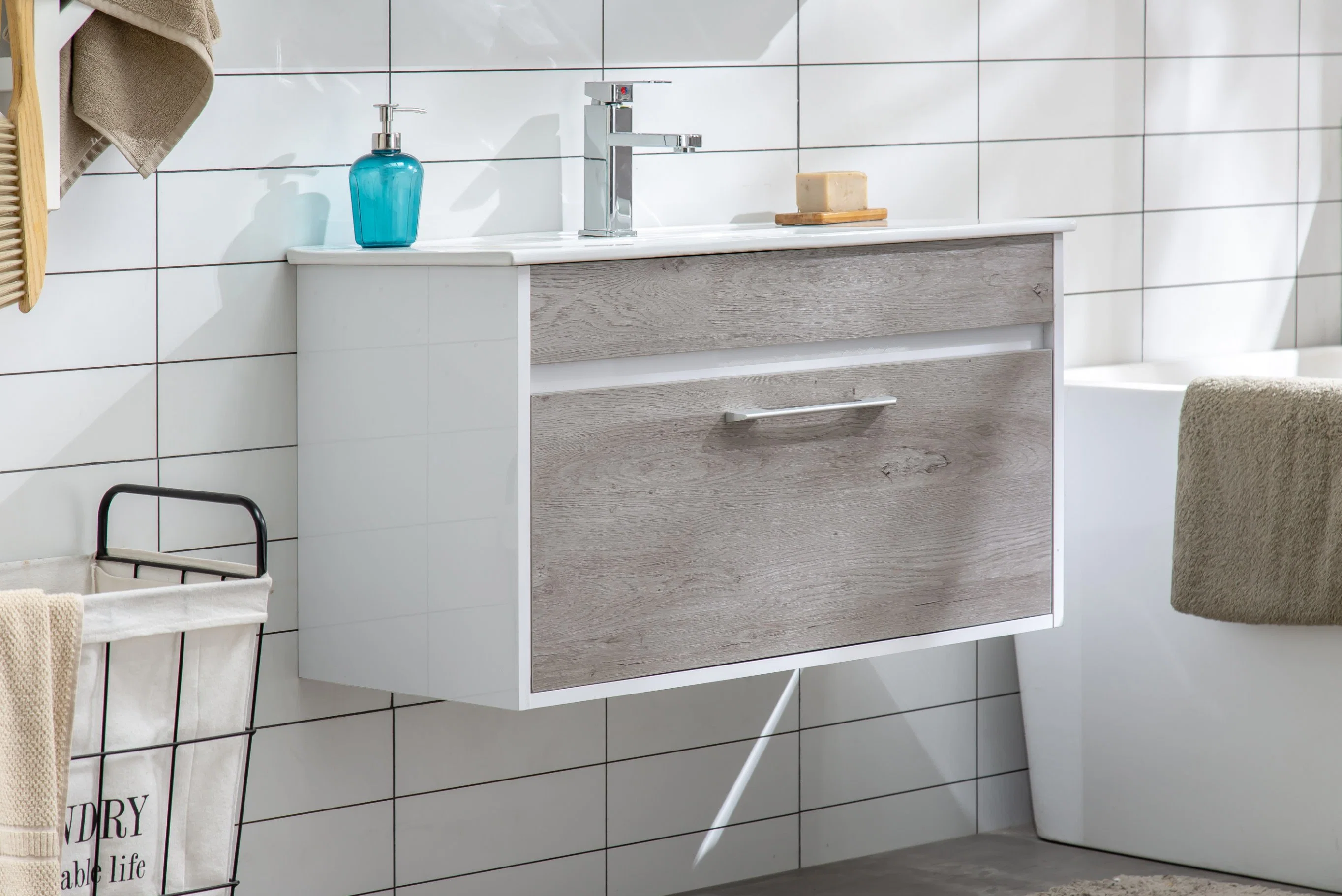 Eco Hot Sale Countertop and Basin Ceramics Bath Cabinet