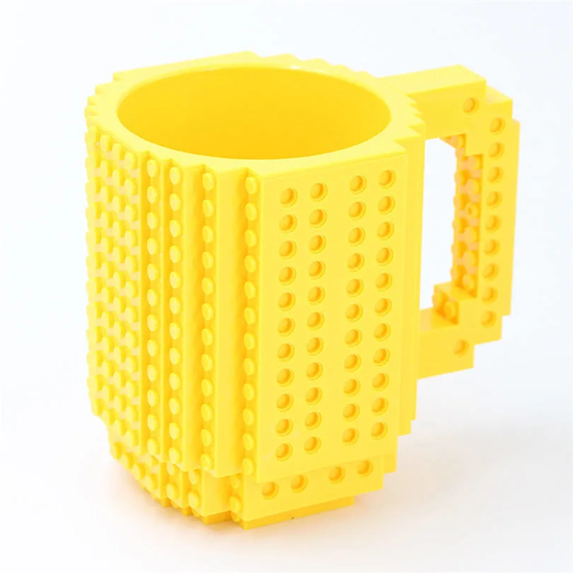 Hot Selling 350ml Cylinder Shape Creative  Brick Mug Eco-Friendly Material DIY Building Blocks Plastic Coffee Cup Mug