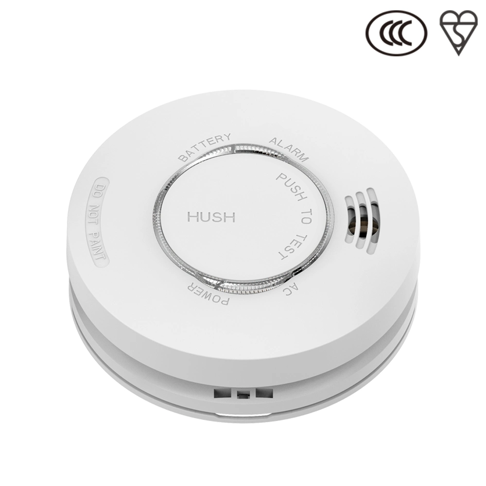 Hardwired 10 Years Wireless Portable White Photoelectric Smoke Alarm