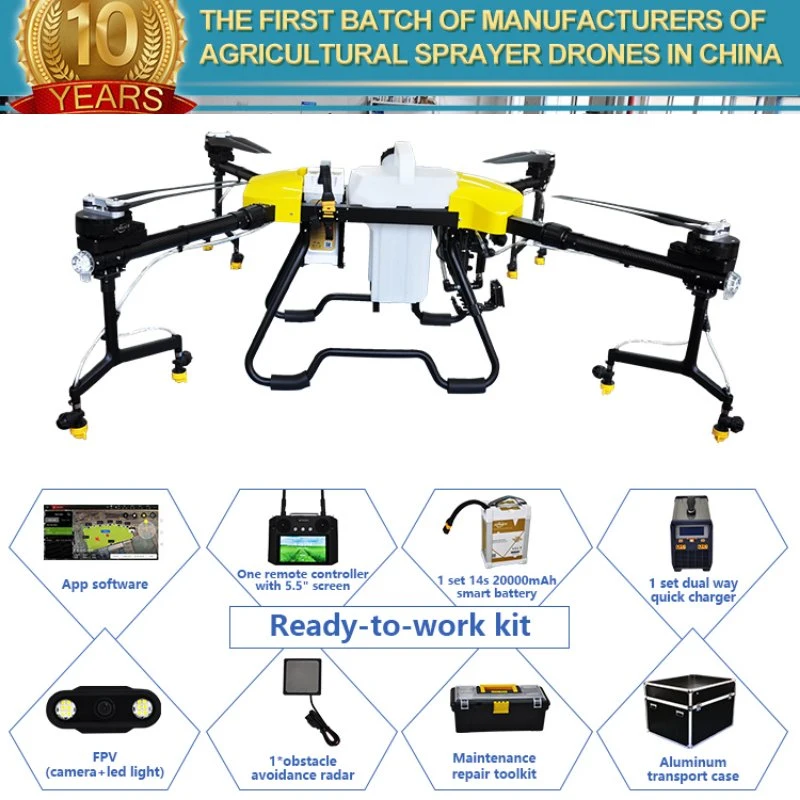 Top manufacturer 10/16/30/40l agricultural uav sprayer drone with Teejet nozzles/centrifugal nozzles