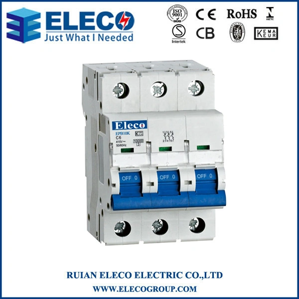 IP20 3p MCB Mini Circuit Breaker Epb10K Series