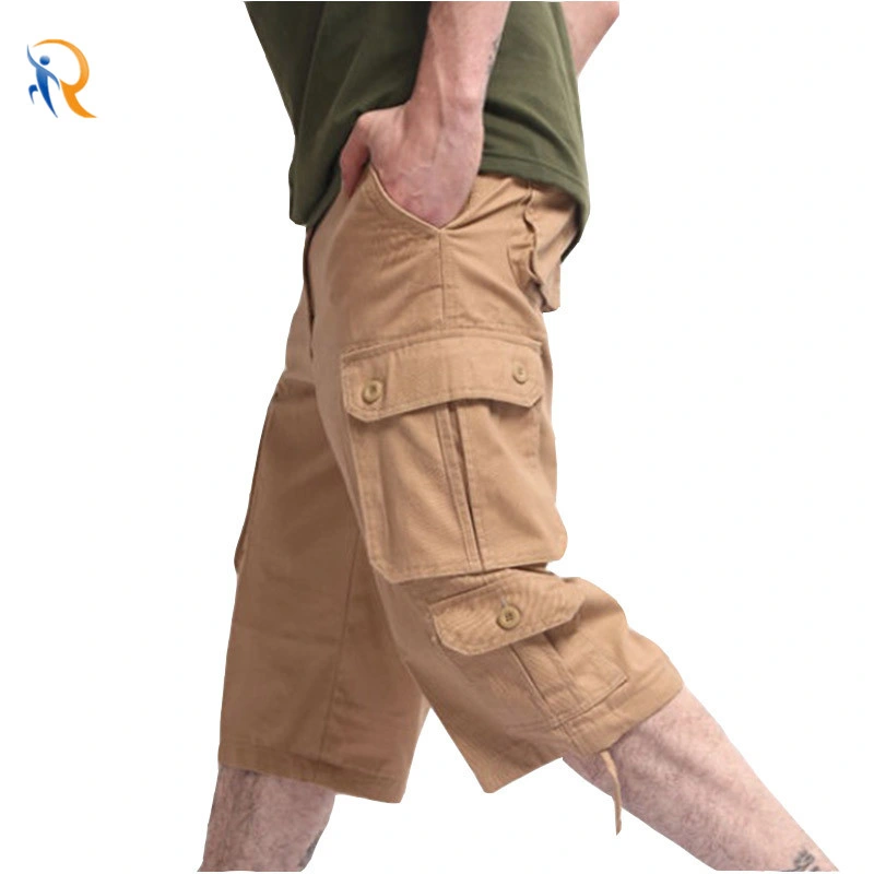 Mens Trendy Loose Oversize Cotton Cropped Pants Mens Multi-Pocket Short Jkt-616