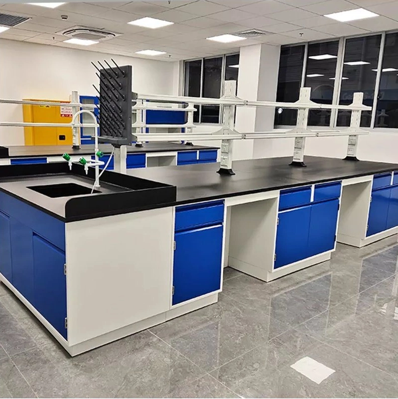 College Laboratory Furniture PP Central Table Good at Strong Chemical Resistance Test Bench