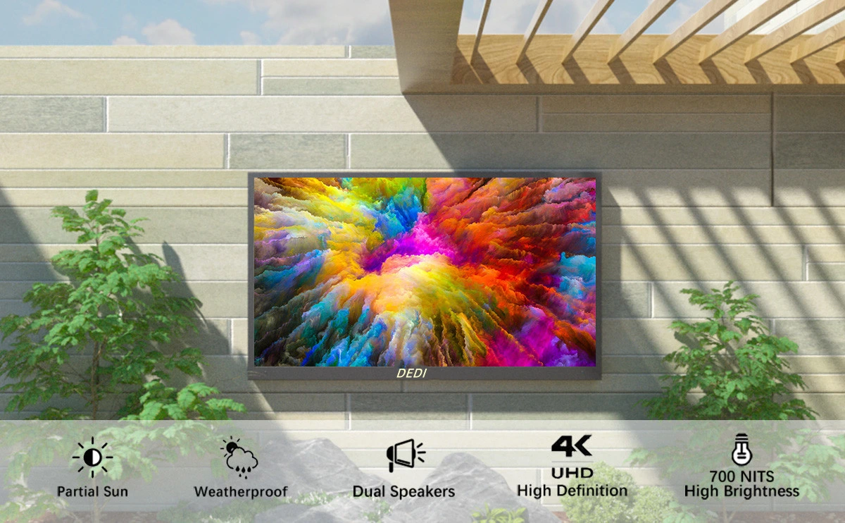 43" Smart Weatherproof 4K UHD Outdoor TV 700nit for Partial Sun(