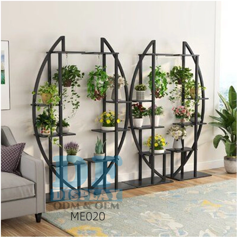 Nueva Popularidad Flower Shop Black Outdoor Plant Rack Metal Flower Soporte de exhibición moderno Flower Stand