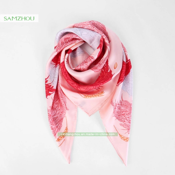 Western Printed Square Scarf Fashion Lady 100% Silk Shawl Gifts