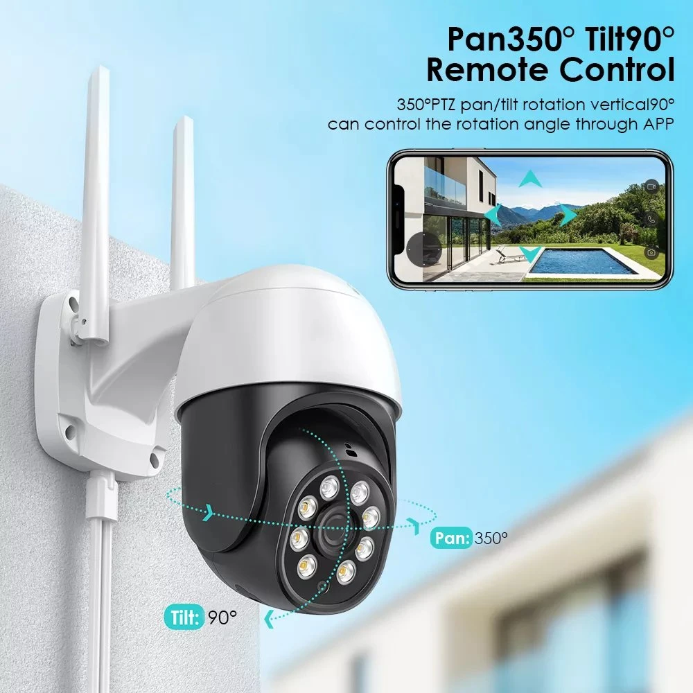 Câmara PTZ de dome rápida sem fios Full HD de 3 MP com localização automática 360 graus Outdoor Cor Visão nocturna CCTV vigilância de segurança WiFi Câmara